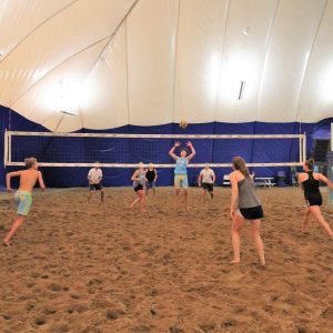 Indoor sand volleybal courts at Volleyball Beach Ozark